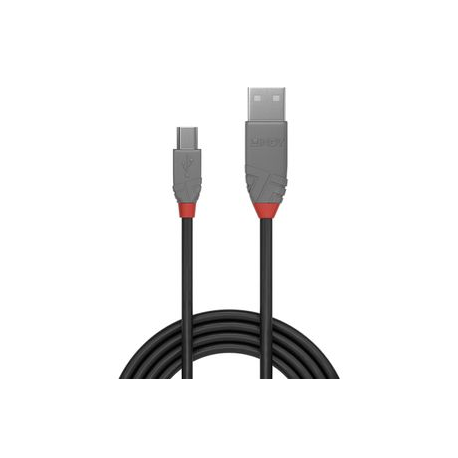 Lindy Anthra Line - USB cable - USB (M) to mini-USB Type B (M) - USB 2.0 - 5 m - round - black - 1