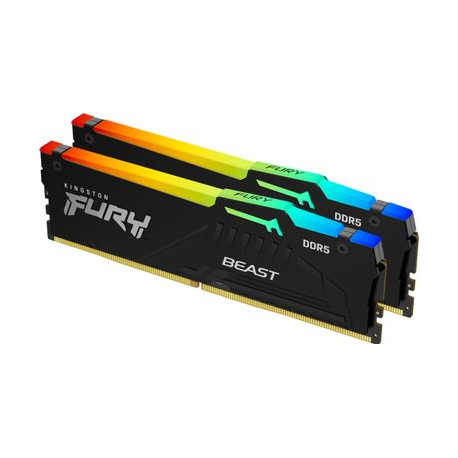 Kingston FURY Beast RGB - DDR5 - kit - 64 GB: 2 x 32 GB - DIMM 288-pin - 5200 MHz / PC5-41600 - CL40 - 1.25 V - unbuffered - on-die ECC - 0