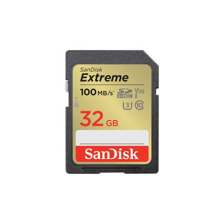 SanDisk Extreme - Flash memory card - 32 GB - Video Class V30 / UHS-I U3 / Class10 - SDHC UHS-I - 0