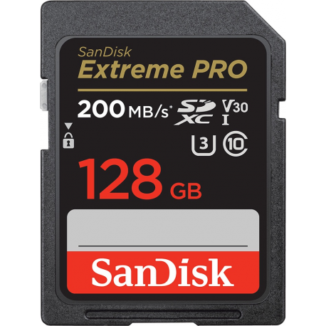 SanDisk Extreme Pro - Flash memory card - 128 GB - Video Class V30  /  UHS-I U3  /  Class10 - SDXC UHS-I - 3