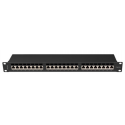 Lanberg PPSA-1024-B - Patch panel - rack mountable - CAT 6a - STP - RJ-45 X 24 - black, RAL 9004 - 1U - 19"