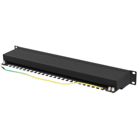 Lanberg PPSA-1024-B - Patch panel - rack mountable - CAT 6a - STP - RJ-45 X 24 - black, RAL 9004 - 1U - 19" - 1