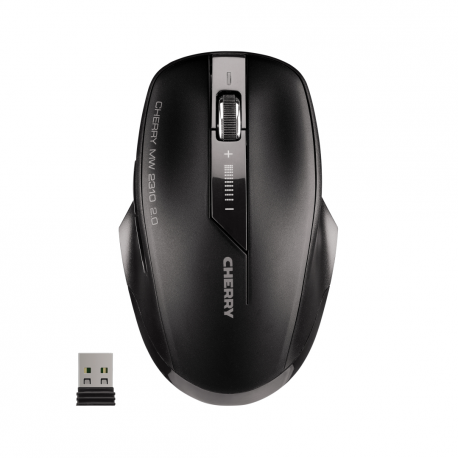 CHERRY MW 2310 2.0 - Mouse - right and left-handed - optical - 6 buttons - wireless - RF, 2.4 GHz - USB wireless receiver - black - 3