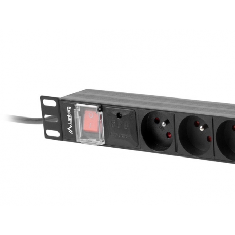 Lanberg - Power distribution unit (rack-mountable) - AC 220-250 V - 4000 Watt - 1-phase - input: DIN 49441 - output connectors: 8 (NF C61-314) - 1U - 19" - 2 m cord - France - black - 2