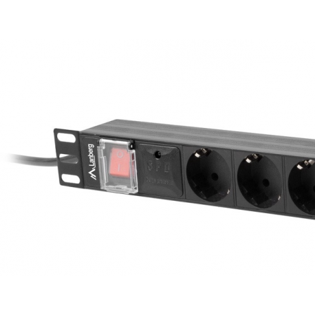 Lanberg - Power distribution unit (rack-mountable) - AC 220-250 V - 4000 Watt - 1-phase - input: DIN 49441 - output connectors: 8 (DIN VDE 0620-1) - 1U - 19" - 2 m cord - black - 1