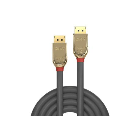 Lindy Gold - DisplayPort cable - DisplayPort (M) to DisplayPort (M) - DisplayPort 1.4 - 2 m - round, solid, 4K support - grey - 1