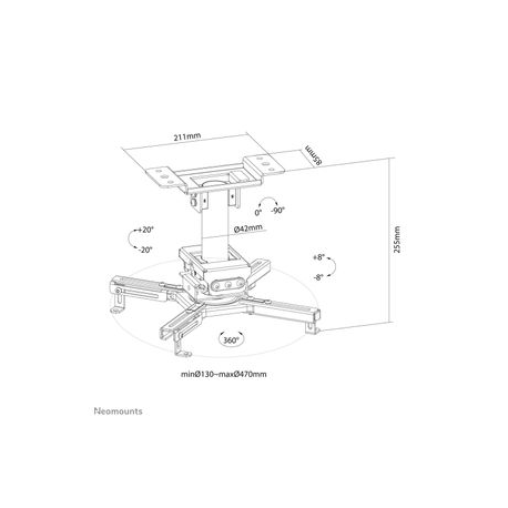 Neomounts by Newstar CL25-530BL1 - Mounting kit (ceiling mount) - for projector - black - 13
