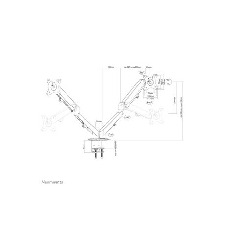 Neomounts by Newstar DS70-700BL2 - Mounting kit (desk mount) - for 2 LCD displays (full-motion adjustable dual arm) - black - screen size: 17"-27" - clamp mountable - 10