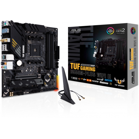 ASUS TUF GAMING B550M-PLUS WIFI II - Motherboard - micro ATX - Socket AM4 - AMD B550 Chipset - USB-C Gen2, USB 3.2 Gen 1, USB 3.2 Gen 2 - 2.5 Gigabit LAN, Wi-Fi 6, Bluetooth - onboard graphics (CPU required) - HD Audio (8-channel) - 6