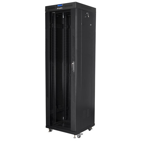 Lanberg - Rack cabinet - with display - black, RAL 9004 - 42U - 19" - 1