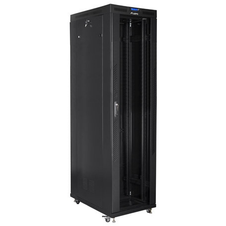 Lanberg - Rack cabinet - with 4 cooling fans, display - black, RAL 9004 - 47U - 19" - 1