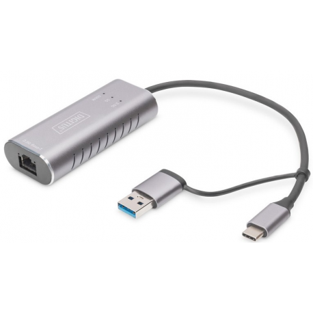 DIGITUS DN-3028 - Network adapter - USB-C / USB-A - 2.5GBase-T - grey - 0