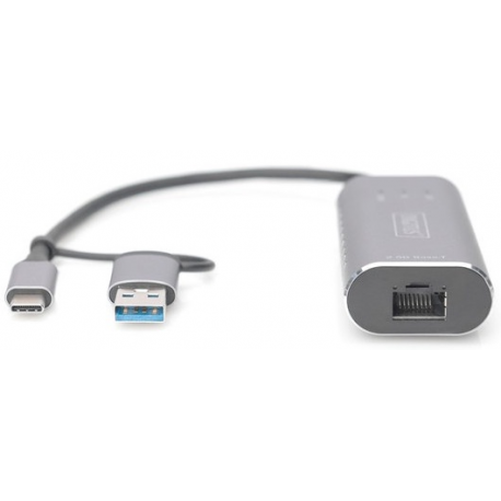 DIGITUS DN-3028 - Network adapter - USB-C / USB-A - 2.5GBase-T - grey - 2