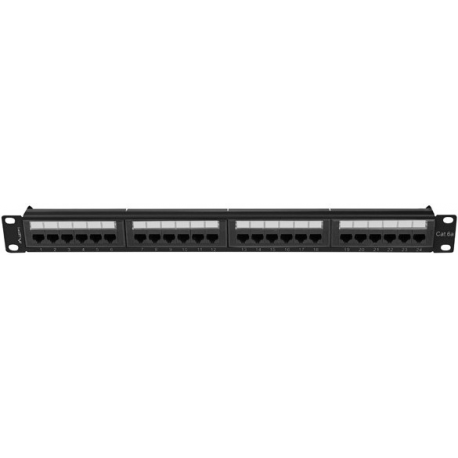 Lanberg PPUA-1024-B - Patch panel - rack mountable - CAT 6a - UTP - RJ-45 X 24 - black, RAL 9004 - 1U - 19" - 0