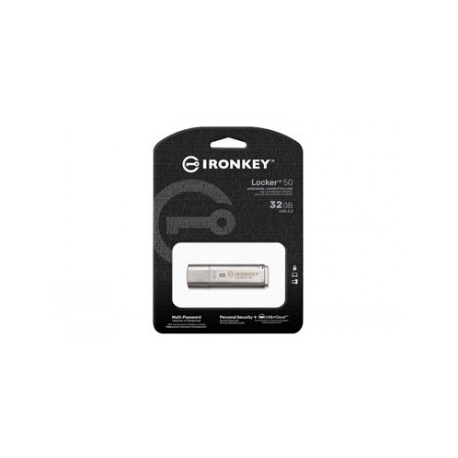 Kingston IronKey Locker+ 50 - USB flash drive - encrypted - 32 GB - USB 3.2 Gen 1 - 0