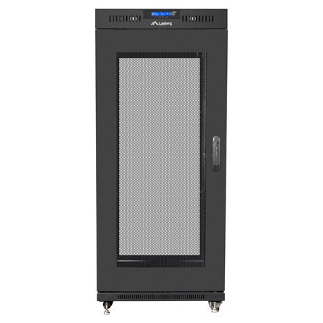 Lanberg - Rack cabinet - with 4 cooling fans, display - free-standing - black, RAL 9004 - 22U - 19" - for P/N: RSFE-4P-2FE-60, RSFE-8P-2GE-120, RSGE-16, RSGE-24, RSGE-24P-2S-250, RSGE-24P-2S-360 - 4