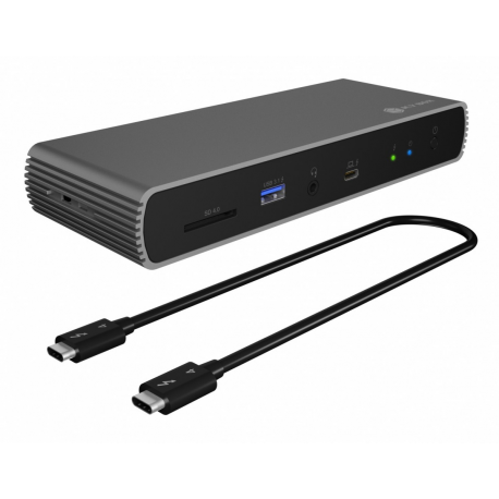 ICY BOX IB-DK8801-TB4 - Docking station - USB-C  /  Thunderbolt 4 - HDMI, DP - 1GbE - 135 Watt - 4