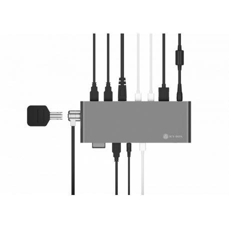 ICY BOX IB-DK8801-TB4 - Docking station - USB-C  /  Thunderbolt 4 - HDMI, DP - 1GbE - 135 Watt - 7