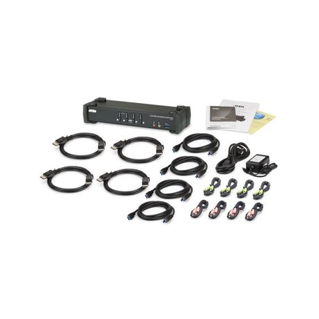 ATEN CS1924 KVMP Switch - KVM / audio / USB switch - 4 x KVM / audio / USB - 1 local user - desktop - 1