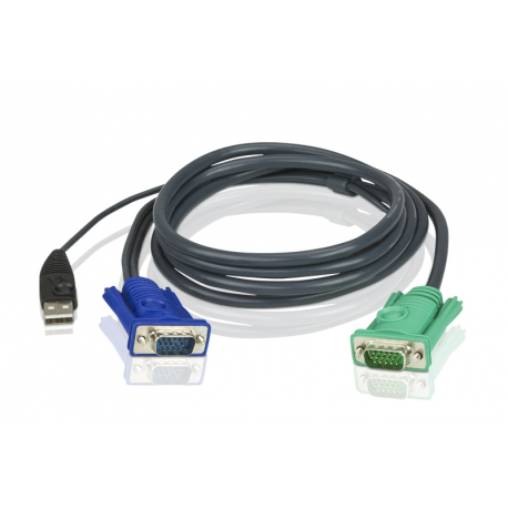 ATEN 2L-5201U - Keyboard / video / mouse (KVM) cable - USB, HD-15 (VGA) (M) to 15 pin SPHD (M) - 1.2 m - for KVM on the NET CS1708i, CS1716i - 0