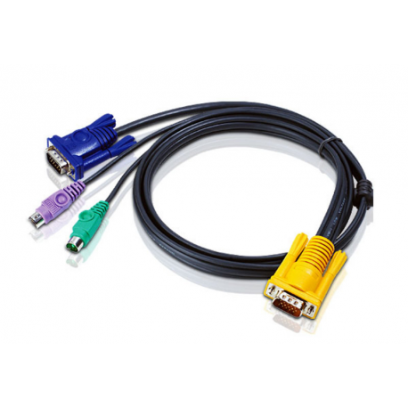 ATEN 2L-5202P - Keyboard  /  video  /  mouse (KVM) cable - 15 pin SPHD (M) to PS / 2, HD-15 (VGA) (M) - 1.8 m - for KVM on the NET CS1708i, CS1716i; Maxiport ACS1208A, ACS1216A; Slideaway ACS1216AL - 4