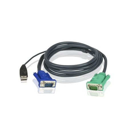ATEN Micro-Lite 2L-5205U - Keyboard / video / mouse (KVM) cable - USB, HD-15 (VGA) (M) to DB-15 (F) - for KVM on the NET CS1708, CS1716; Master View max CS-1716; MasterView USB KVM Switch CS-1708 - 0