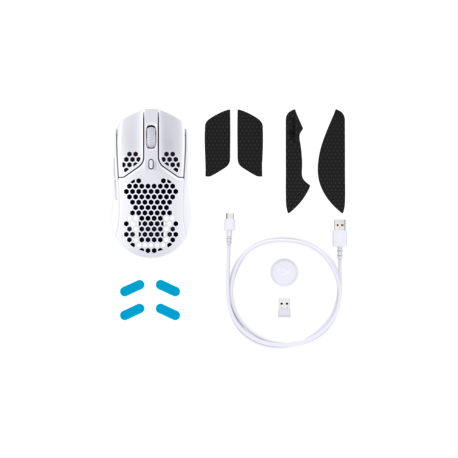 HyperX Pulsefire Haste - Mouse - optical - 6 buttons - wireless - 2.4 GHz - USB wireless receiver - white, pink - for Victus by HP Laptop 16; Laptop 15, 15s, 17; Pavilion Plus Laptop 14 - 3