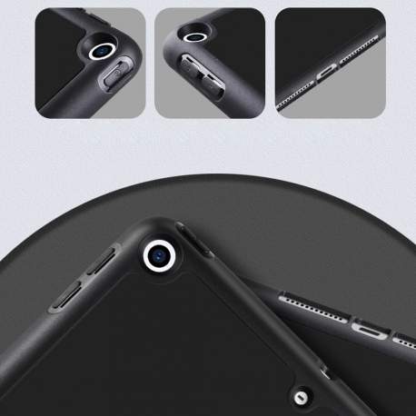 eSTUFF - Screen cover for tablet - polyurethane leather, thermoplastic polyurethane (TPU) - black - 10.2" - for Apple 10.2-inch iPad (7th generation) - 3