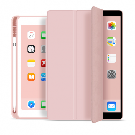 eSTUFF Pencil case - Screen cover for tablet - polyurethane leather, thermoplastic polyurethane (TPU) - pink - 9.7" - for Apple 9.7-inch iPad (5th generation, 6th generation) - 0