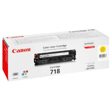 Canon 718 Yellow - Yellow - original - toner cartridge - for ImageCLASS LBP7200; i-SENSYS MF8330, MF8350; Laser Shot LBP-7200; Satera MF8330, MF8350 - 0