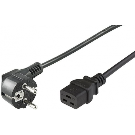 MicroConnect - Power cable - CEE 7/7 (M) angled to IEC 60320 C19 straight - AC 250 V - 16 A - 1 m - black - 0