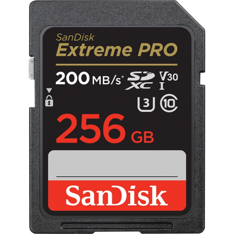 SanDisk Extreme Pro - Flash memory card - 256 GB - Video Class V30  /  UHS-I U3  /  Class10 - SDXC UHS-I - 3