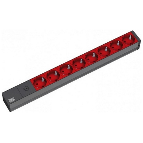 Bachmann Protection - Power strip (rack-mountable) - input: IEC 60320 C14 - output connectors: 8 (CEE 7 / 4) - 1U - 19" - 2 m cord - Germany - red, black aluminium - 0