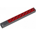 Bachmann Protection - Power strip (rack-mountable) - input: IEC 60320 C14 - output connectors: 8 (CEE 7 / 4) - 1U - 19" - 2 m cord - Germany - red, black aluminium