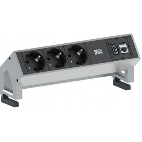 Bachmann DESK 2 - Power strip - input: GST18i3 - output connectors: 3 - Germany - stainless steel - 0