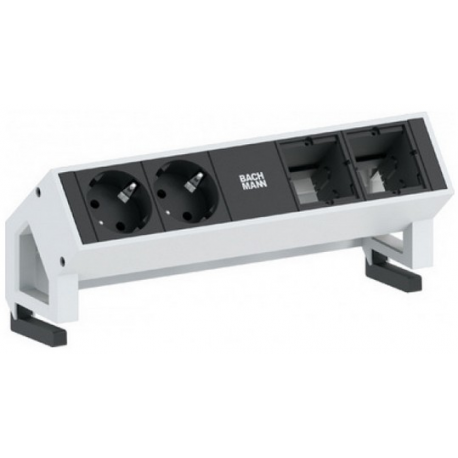 Bachmann DESK 2 - Power strip - input: GST18i3 - output connectors: 2 - 20 cm - Germany - white, RAL 9010 - 0