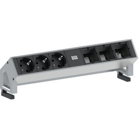 Bachmann DESK 2 - Power strip - input: GST18i3 - output connectors: 3 - 20 cm - Germany - stainless steel - 0