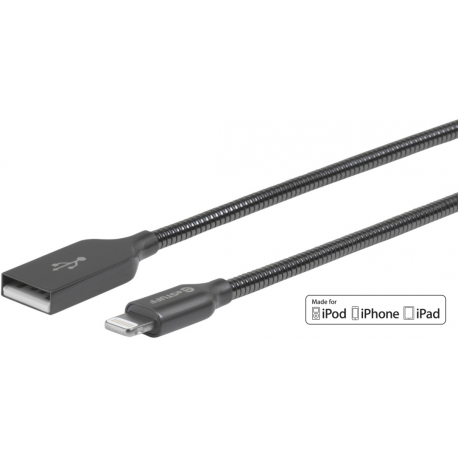eSTUFF - Lightning cable - Lightning male to USB male - 1.5 m - grey, steel - for Apple iPad / iPhone / iPod (Lightning) - 0