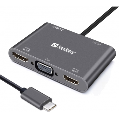 Sandberg USB-C Dock - Docking station - USB-C - VGA, HDMI - 0