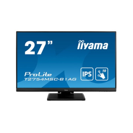 iiyama ProLite T2754MSC-B1AG - LED monitor - 27" - touchscreen - 1920 x 1080 Full HD (1080p) @ 60 Hz - IPS - 300 cd/m² - 1000:1 - 4 ms - HDMI, VGA - speakers - matte black - 0