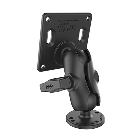 RAM - Mounting kit (mounting plate, 2.5" round base, double socket arm for C size 1.5" balls) - rubber, marine grade aluminium - mounting interface: 75 x 75 mm - surface mountable - 1