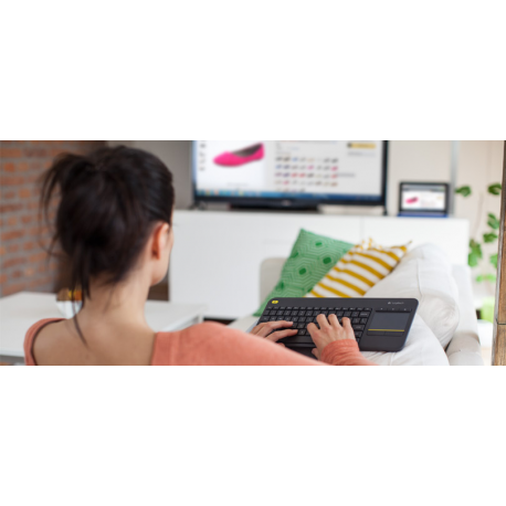 Logitech Wireless Touch Keyboard K400 Plus - Keyboard - wireless - 2.4 GHz - German - black - 1