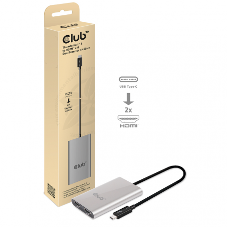 Club 3D SenseVision - External video adapter - Thunderbolt 3 - 2 x HDMI - 4