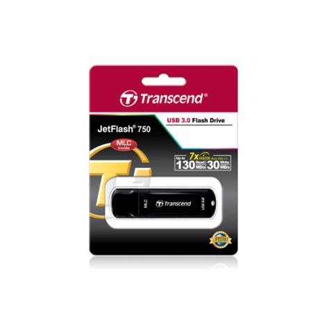Transcend JetFlash Endurance Series 750 - USB flash drive - 64 GB - USB 3.0 - piano black - 1