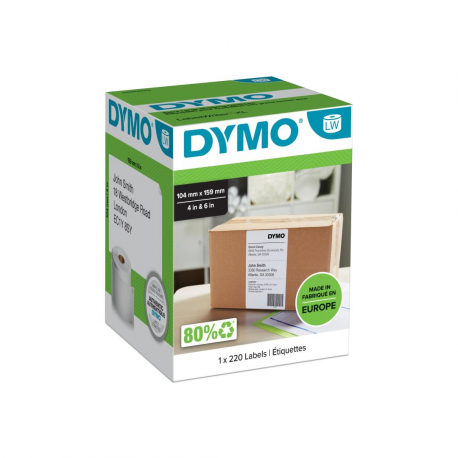 DYMO LabelWriter Extra Large Shipping Labels - 104 x 159 mm 220 label(s) (1 roll(s) x 220) shipping labels - for DYMO LabelWriter 4XL - 0