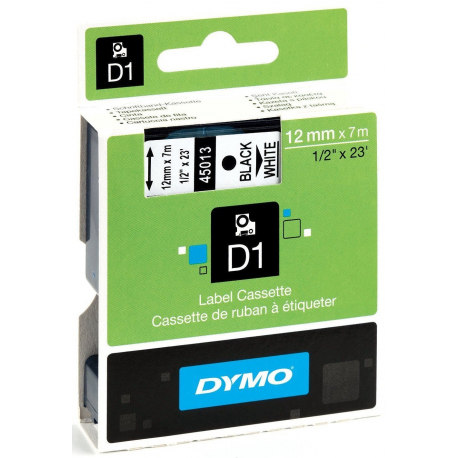 DYMO D1 - Self-adhesive - black on white - Roll (1.2 cm x 7 m) 1 cassette(s) label tape - for LabelMANAGER 100, 160, 210, 220, 260, 280, 300, 360, 420, Wireless PnP; LabelPOINT 250 - 1