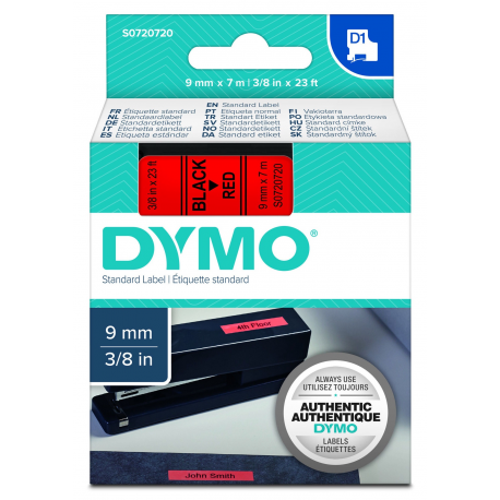 DYMO D1 - Glossy - black on red - Roll (0.9 cm x 7 m) 1 cassette(s) tape - for LabelMANAGER - 0