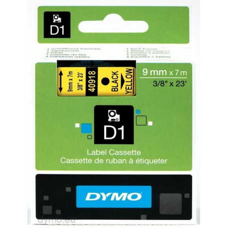 DYMO D1 - Polyester - self-adhesive - black on yellow - Roll (0.9 cm x 7 m) 1 cassette(s) label tape - for LabelMANAGER - 0