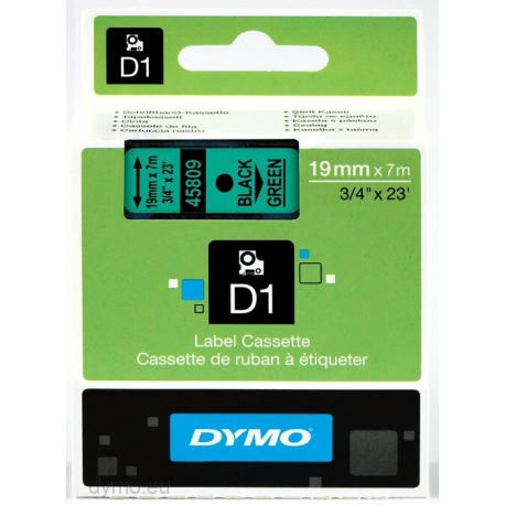 DYMO D1 - Removable adhesive - black on green - Roll (1.9cm x 7m) 1 roll(s) labels - for LabelMANAGER 360, 400, 420, 450, 500, PC, PC2, Wireless PnP; LabelPOINT 300, 350 - 3