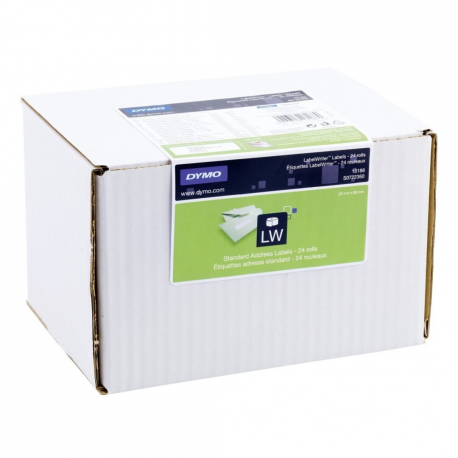 DYMO LabelWriter Address - Permanent adhesive - white - 28 x 89 mm 3120 label(s) (24 roll(s) x 130) address labels - for DYMO LabelWriter 320, 330 Turbo, 400, 400 Twin Turbo, 450, 450 Twin Turbo, SE450 - 0